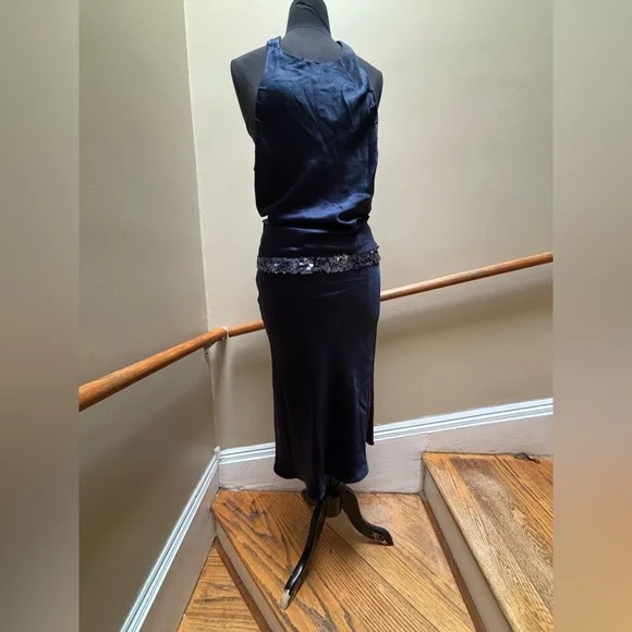 Elegant Navy Blue Vera Wang Halter Dress - Picture 1 of 7